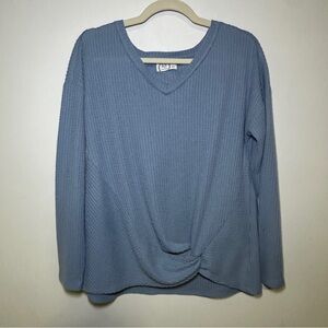 Maurice’s Blue Twist Front Waffle Knit Top Size Large Casual